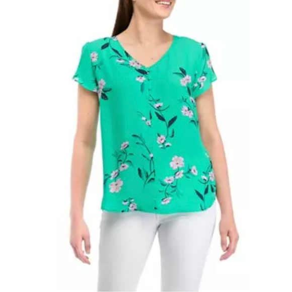 PREMISE | Women's Kelly Lavender Tulip Sleeve Floral Printed Blouse NWT 1X - Picture 3 of 12